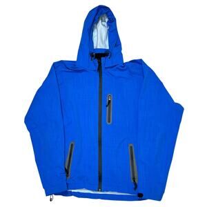 Iceburg Mens Blue Windbreaker Jacket Hooded Full Zip Size L